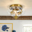 Load image into Gallery viewer, Farmhouze Light - French Country Clear Etched Glass Semi Flush Ceiling Light - Ceiling Light - Gold - 
