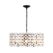 Load image into Gallery viewer, Farmhouze Light - French Country Luxe Glass Flower Round Drum Cage Chandelier - Chandelier - Black - 
