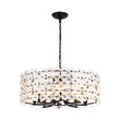 Load image into Gallery viewer, Farmhouze Light - French Country Luxe Glass Flower Round Drum Cage Chandelier - Chandelier - Black - 
