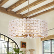 Load image into Gallery viewer, Farmhouze Light - French Country Luxe Glass Flower Round Drum Cage Chandelier - Chandelier - Gold - 
