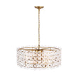 Load image into Gallery viewer, Farmhouze Light - French Country Luxe Glass Flower Round Drum Cage Chandelier - Chandelier - Gold - 
