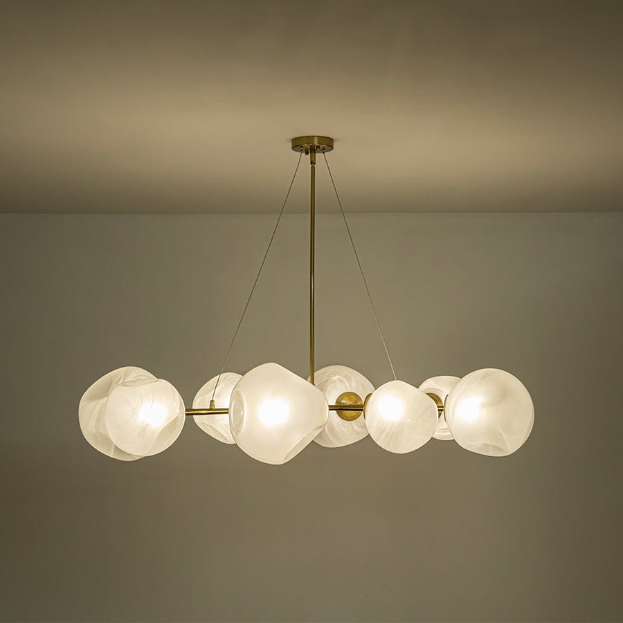Farmhouze Light - French Country Milky Misty Glass Bubble Island Chandelier - Chandelier - Brass - 