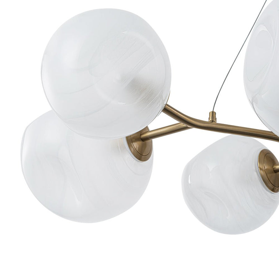 Farmhouze Light - French Country Milky Misty Glass Bubble Island Chandelier - Chandelier - Brass - 