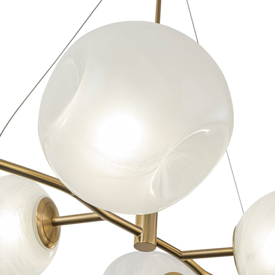 Farmhouze Light - French Country Milky Misty Glass Bubble Island Chandelier - Chandelier - Brass - 