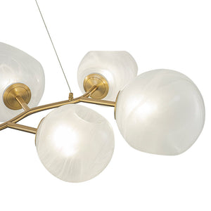 Farmhouze Light - French Country Milky Misty Glass Bubble Island Chandelier - Chandelier - Brass - 