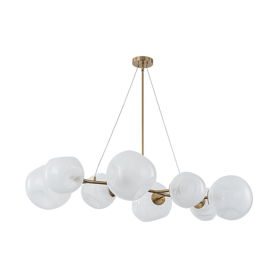 Farmhouze Light - French Country Milky Misty Glass Bubble Island Chandelier - Chandelier - Brass - 