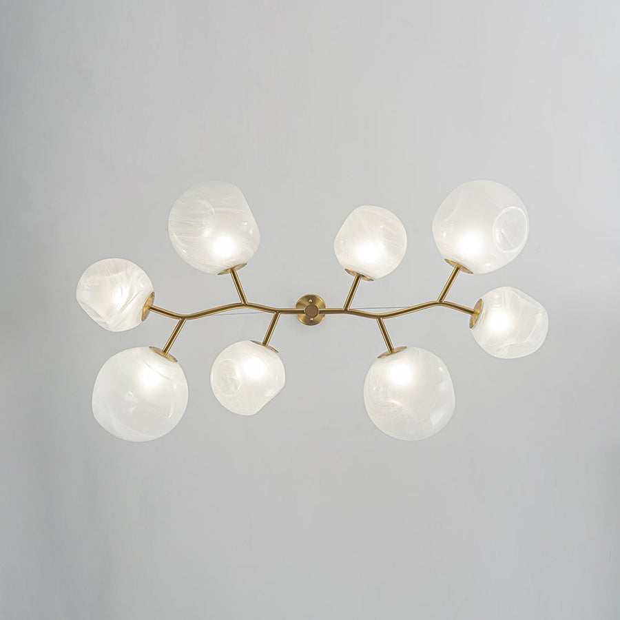 Farmhouze Light - French Country Milky Misty Glass Bubble Island Chandelier - Chandelier - Brass - 