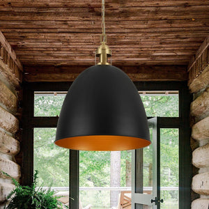 Farmhouze Light - French Farmhouse 1 - Light Large Metal Dome Pendant Light - Pendant - Black - 
