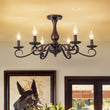 Load image into Gallery viewer, Farmhouze Light-French Farmhouse Aged Bronze Candle Style Dual Mount Chandelier-Chandelier-22.6 in-
