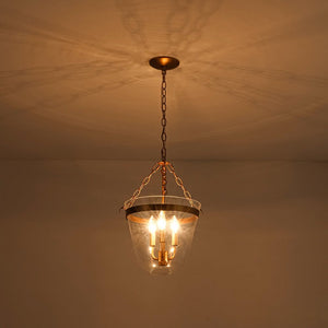Farmhouze Light - French Farmhouse Candle Style Glass Bell Cage Ceiling Light - Ceiling Light - Black - 