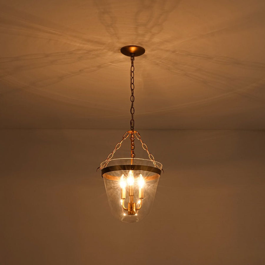 Farmhouze Light - French Farmhouse Candle Style Glass Bell Cage Ceiling Light - Ceiling Light - Black - 