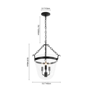Farmhouze Light - French Farmhouse Candle Style Glass Bell Cage Ceiling Light - Ceiling Light - Black - 