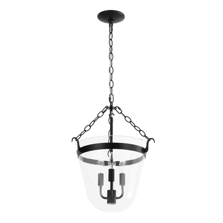Farmhouze Light - French Farmhouse Candle Style Glass Bell Cage Ceiling Light - Ceiling Light - Black - 