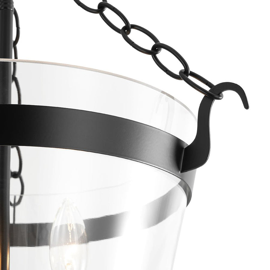 Farmhouze Light - French Farmhouse Candle Style Glass Bell Cage Ceiling Light - Ceiling Light - Black - 