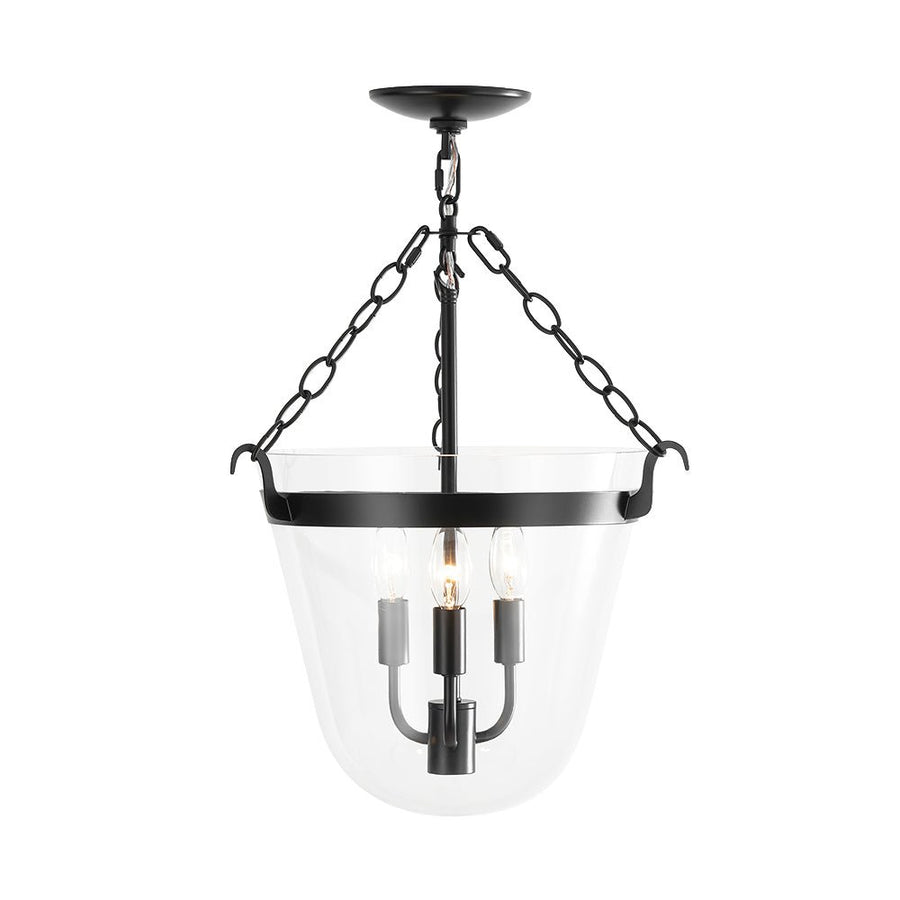Farmhouze Light - French Farmhouse Candle Style Glass Bell Cage Ceiling Light - Ceiling Light - Black - 