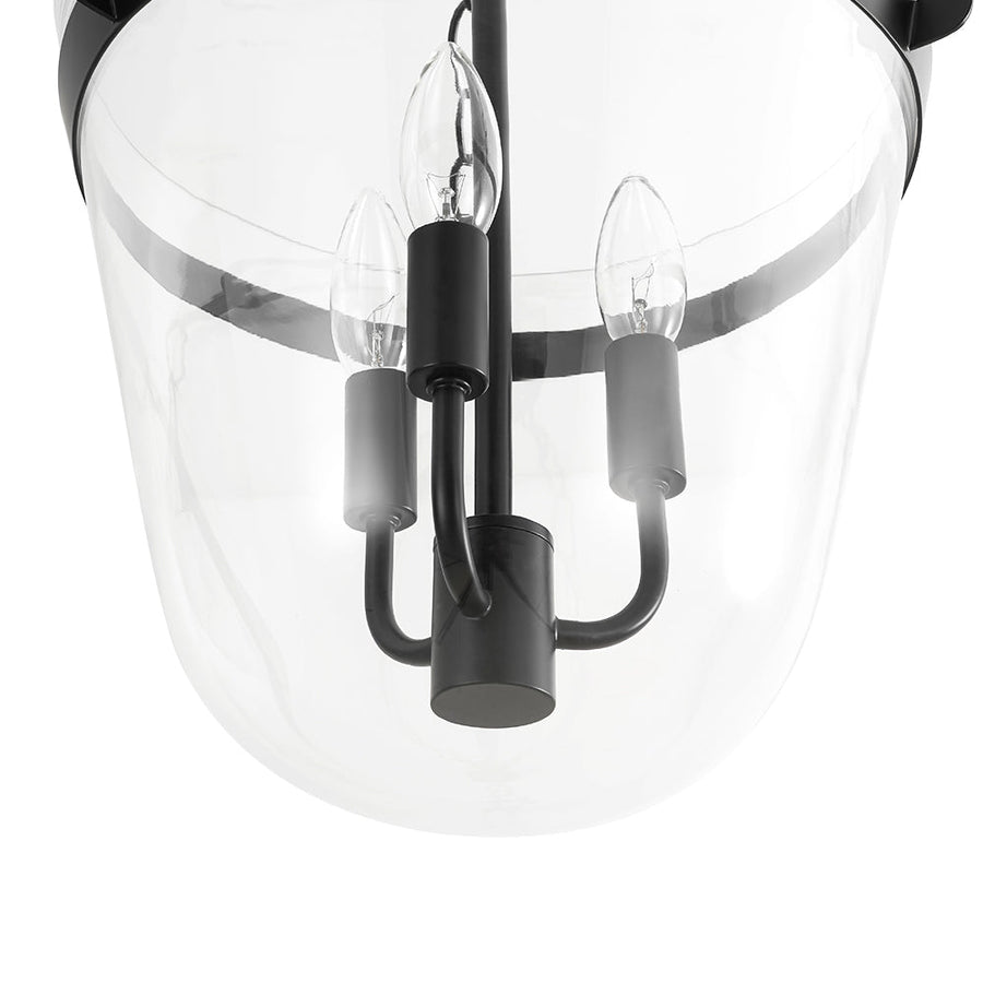 Farmhouze Light - French Farmhouse Candle Style Glass Bell Cage Ceiling Light - Ceiling Light - Black - 