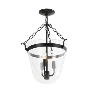 Farmhouze Light - French Farmhouse Candle Style Glass Bell Cage Ceiling Light - Ceiling Light - Black - 