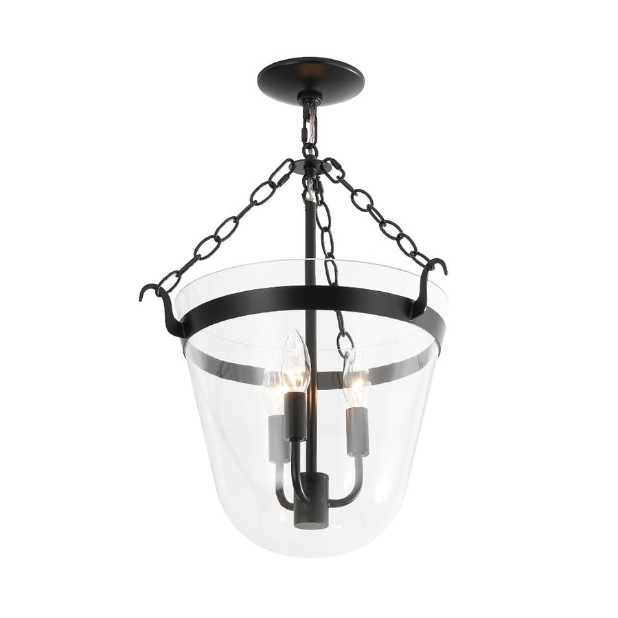 Farmhouze Light - French Farmhouse Candle Style Glass Bell Cage Ceiling Light - Ceiling Light - Black - 