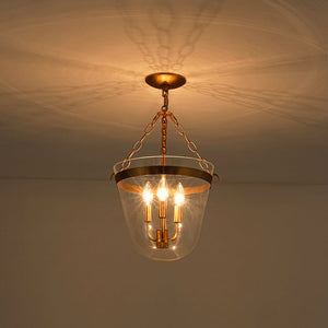 Farmhouze Light - French Farmhouse Candle Style Glass Bell Cage Ceiling Light - Ceiling Light - Black - 