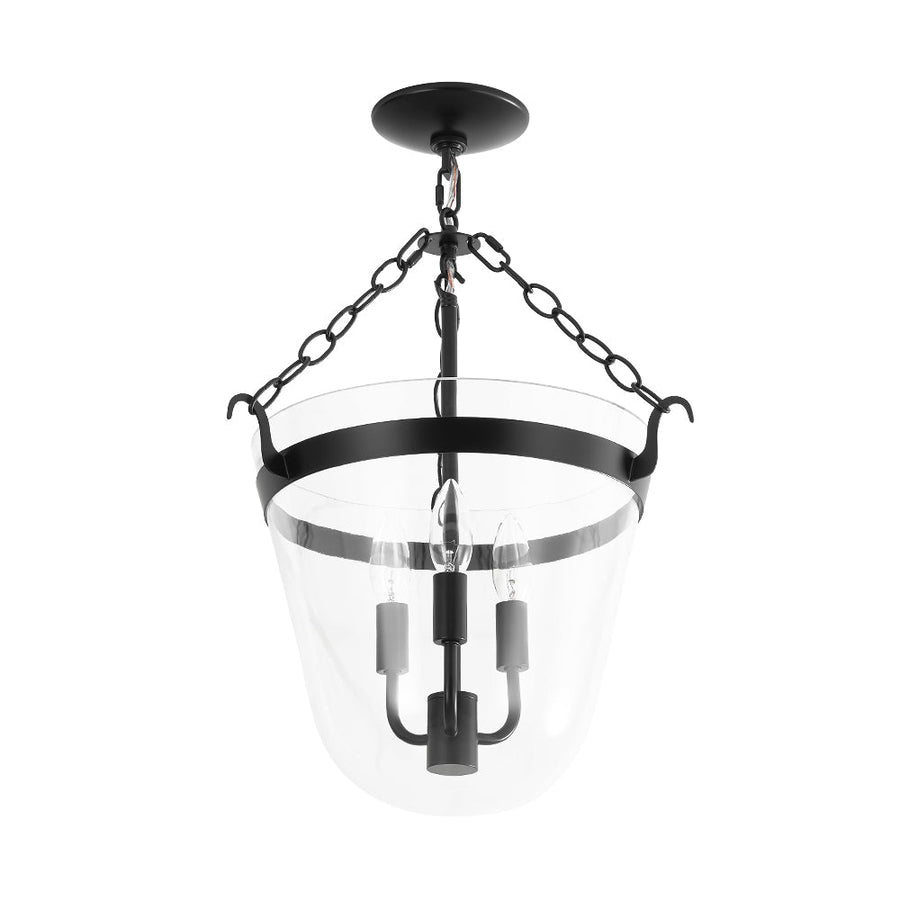 Farmhouze Light - French Farmhouse Candle Style Glass Bell Cage Ceiling Light - Ceiling Light - Black - 