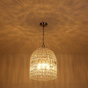 Farmhouze Light - French Farmhouse Crystal Lantern Pendant Light - Chandelier - M/Nickel - 