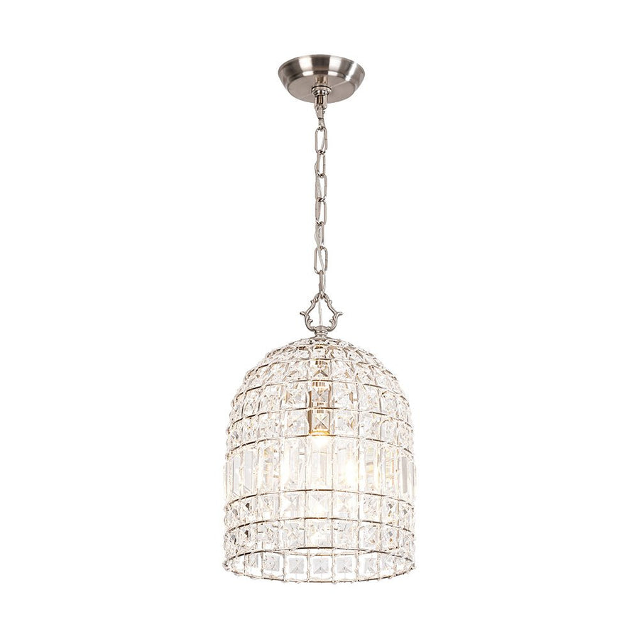 Farmhouze Light - French Farmhouse Crystal Lantern Pendant Light - Chandelier - M/Nickel - 