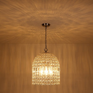 Farmhouze Light - French Farmhouse Crystal Lantern Pendant Light - Chandelier - S/Brass - 