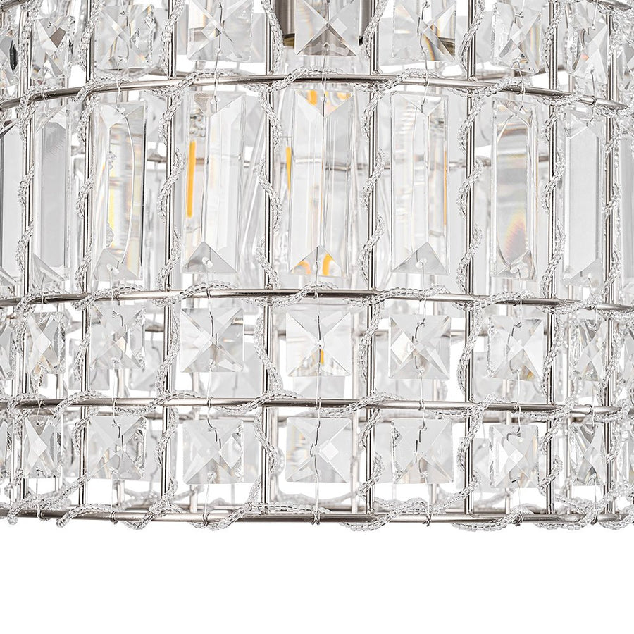 Farmhouze Light - French Farmhouse Crystal Lantern Pendant Light - Chandelier - S/Nickel - 