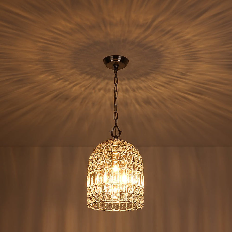 Farmhouze Light - French Farmhouse Crystal Lantern Pendant Light - Chandelier - S/Nickel - 