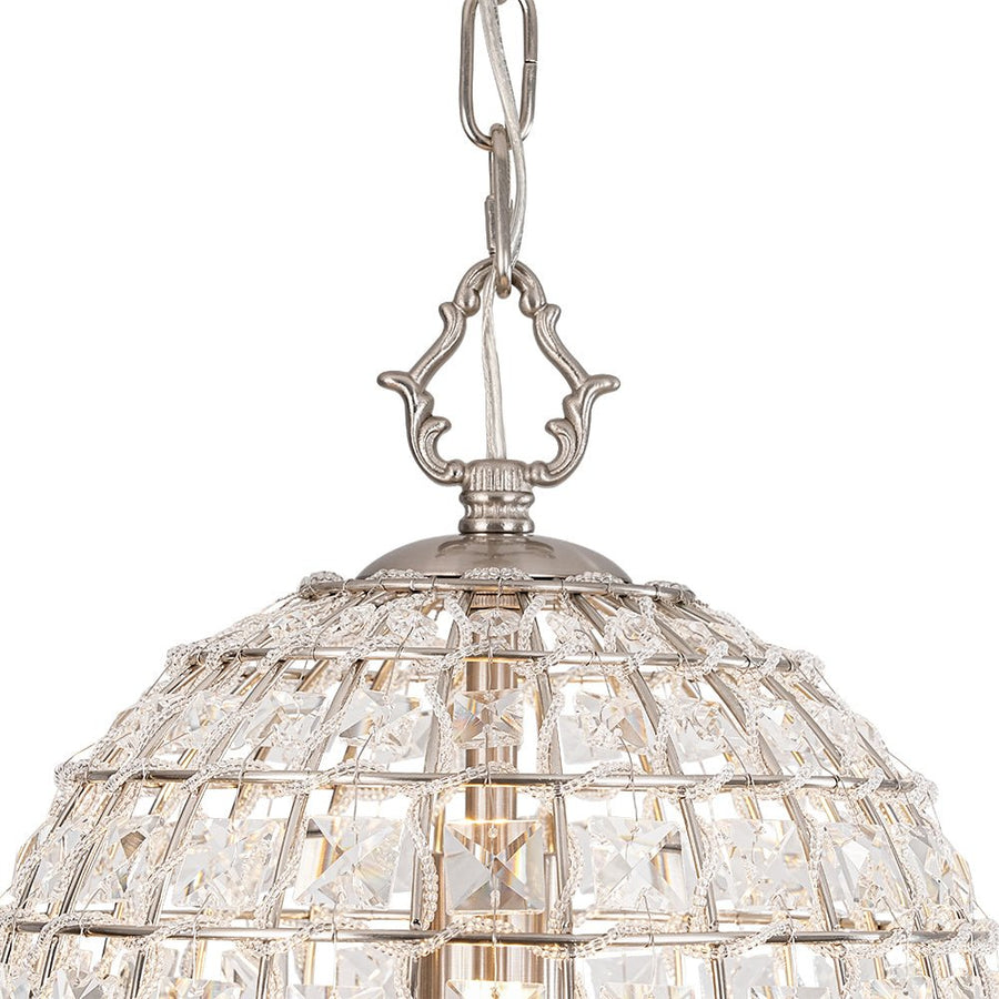 Farmhouze Light - French Farmhouse Crystal Lantern Pendant Light - Chandelier - S/Nickel - 