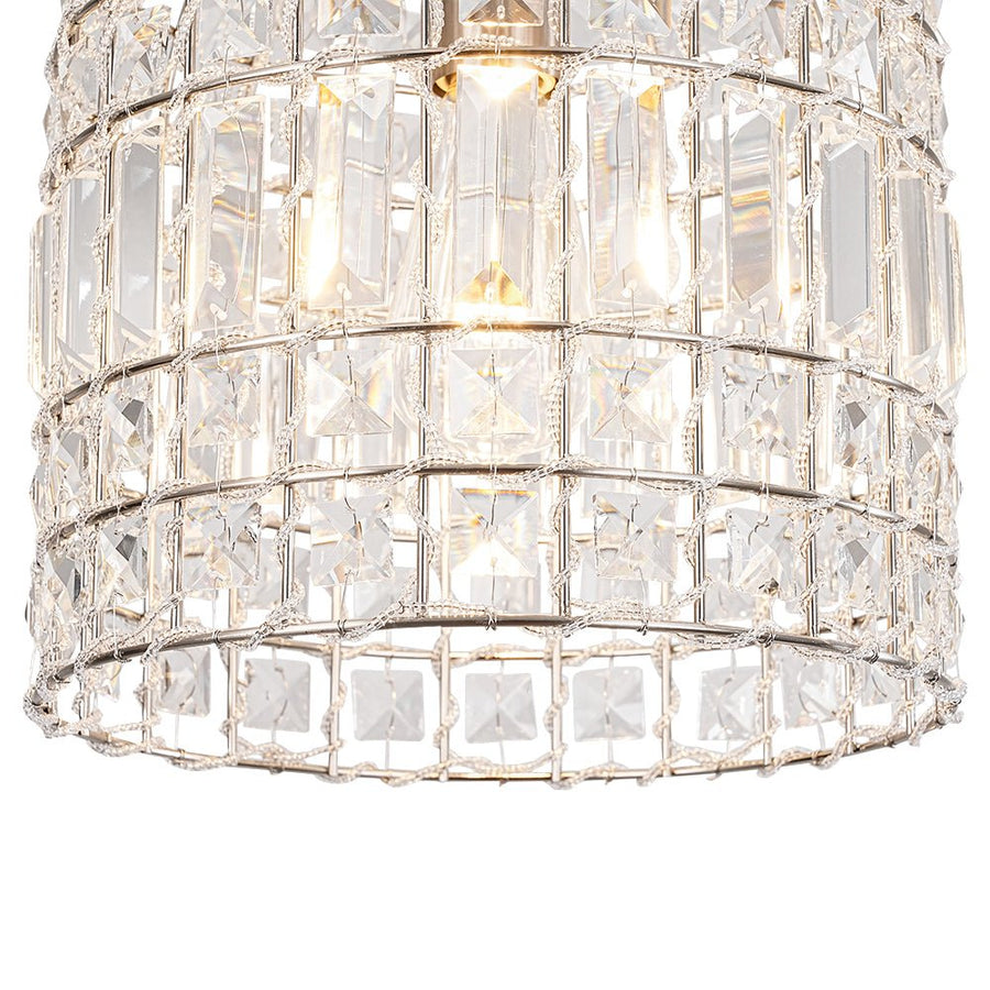 Farmhouze Light - French Farmhouse Crystal Lantern Pendant Light - Chandelier - S/Nickel - 