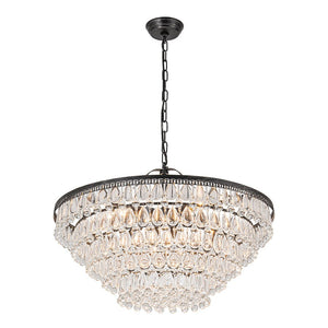 Farmhouze Light - French Farmhouse Round Tiered Crystal Accented Chandelier - Chandelier - 23in - 