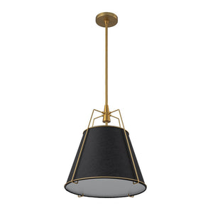 Farmhouze Light - French Farmhouse Tapered Drum Fabric Lantern Pendant Light - Chandelier - Black - 23in - 