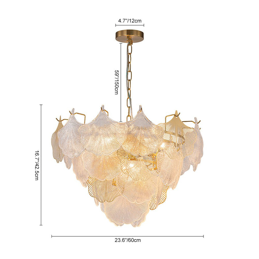 Farmhouze Light-French Texture Glass 8-Light Tiered Leaf Chandelier-Chandelier-Chrome-