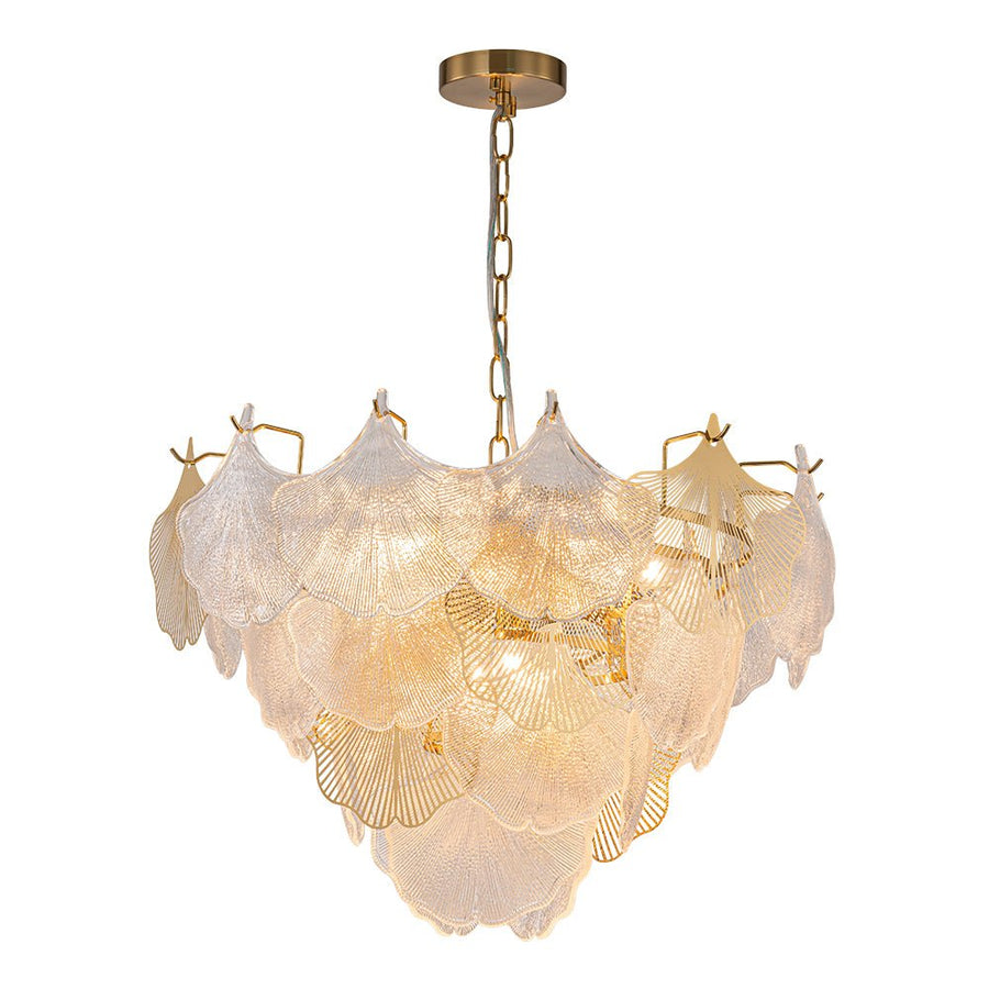 Farmhouze Light-French Texture Glass 8-Light Tiered Leaf Chandelier-Chandelier-Chrome-