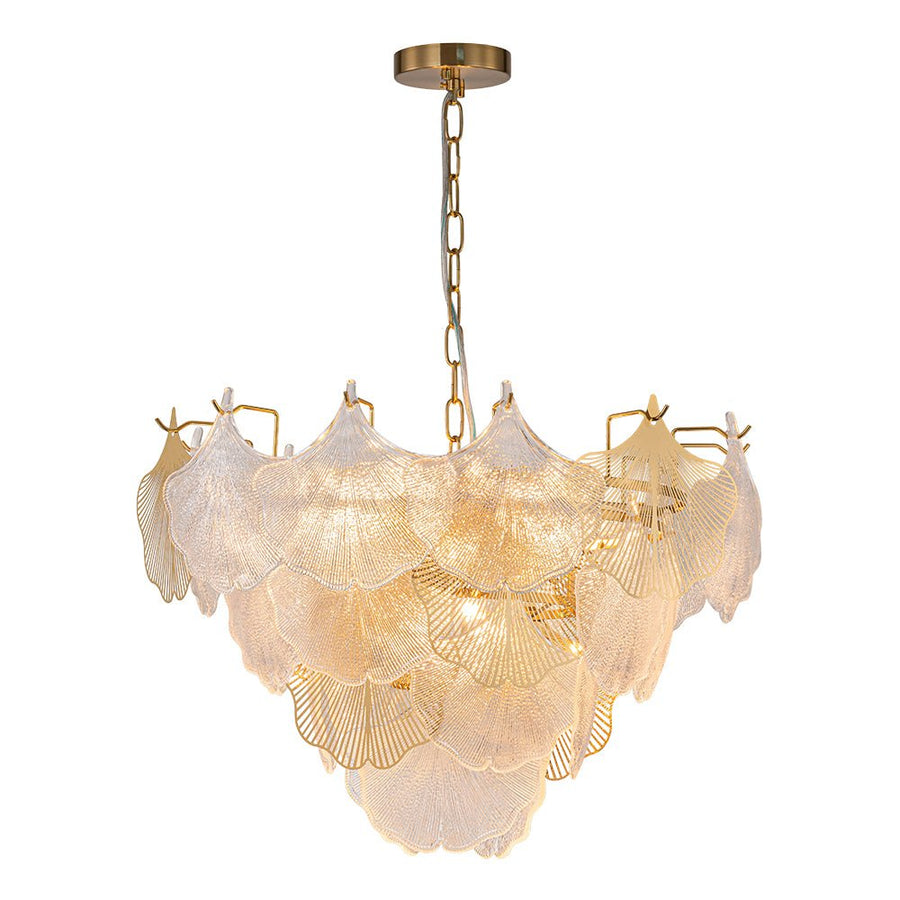 Farmhouze Light-French Texture Glass 8-Light Tiered Leaf Chandelier-Chandelier-Chrome-