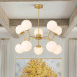 Load image into Gallery viewer, Farmhouze Light - Frosted Glass Bubble Branching Round Sputnik Chandelier - Chandelier - Brass - 
