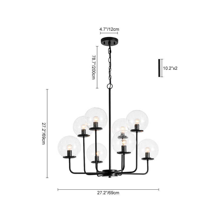 Farmhouze Light - Funky Clear Seeded Glass Globe Tired Bubble Chandelier - Chandelier - Black - 