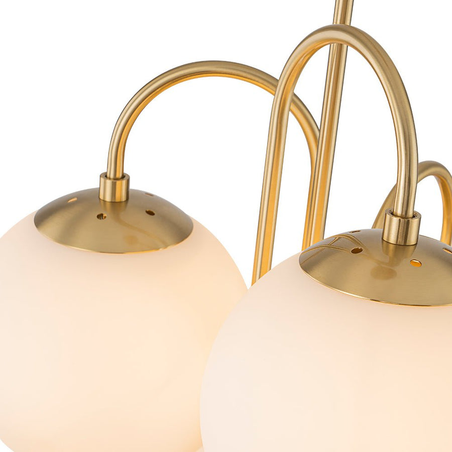 Farmhouze Light - Funky Luxe Sputnik Milky White Glass Globe Chandelier - Chandelier - Brass - 