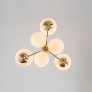 Farmhouze Light - Funky Luxe Sputnik Milky White Glass Globe Chandelier - Chandelier - Brass - 