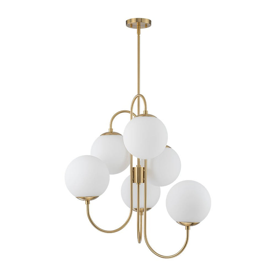 Farmhouze Light - Funky Luxe Sputnik Milky White Glass Globe Chandelier - Chandelier - Brass - 