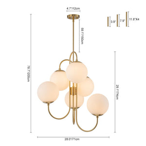 Farmhouze Light - Funky Luxe Sputnik Milky White Glass Globe Chandelier - Chandelier - Brass - 