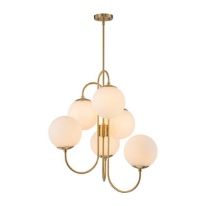 Farmhouze Light - Funky Luxe Sputnik Milky White Glass Globe Chandelier - Chandelier - Brass - 
