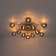 Load image into Gallery viewer, Farmhouze Light - Glam 12 - Light Round Sputnik Glass Globe Bubble Semi Flush - Chandelier - Amber Glass - 
