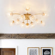Load image into Gallery viewer, Farmhouze Light-Glam 12-Light Sputnik Milky Mist Glass Bubble Semi Flush-Chandelier-Brass-

