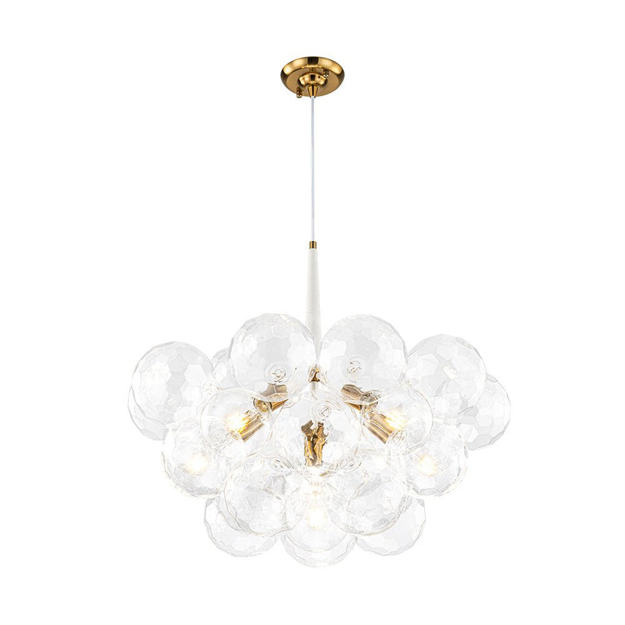 Farmhouze Light - Glam Cluster Geometric Faceted Glass Globe Chandelier - Chandelier - White - 