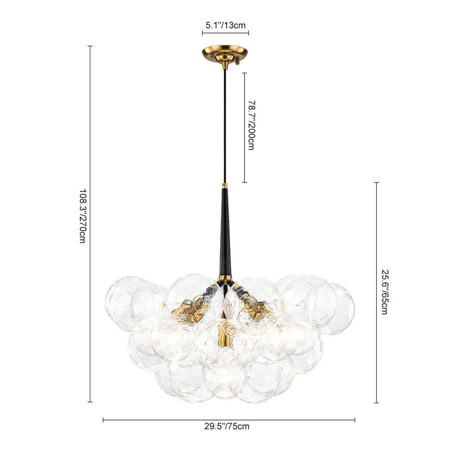 Farmhouze Light - Glam Cluster Geometric Faceted Glass Globe Chandelier - Chandelier - White - 