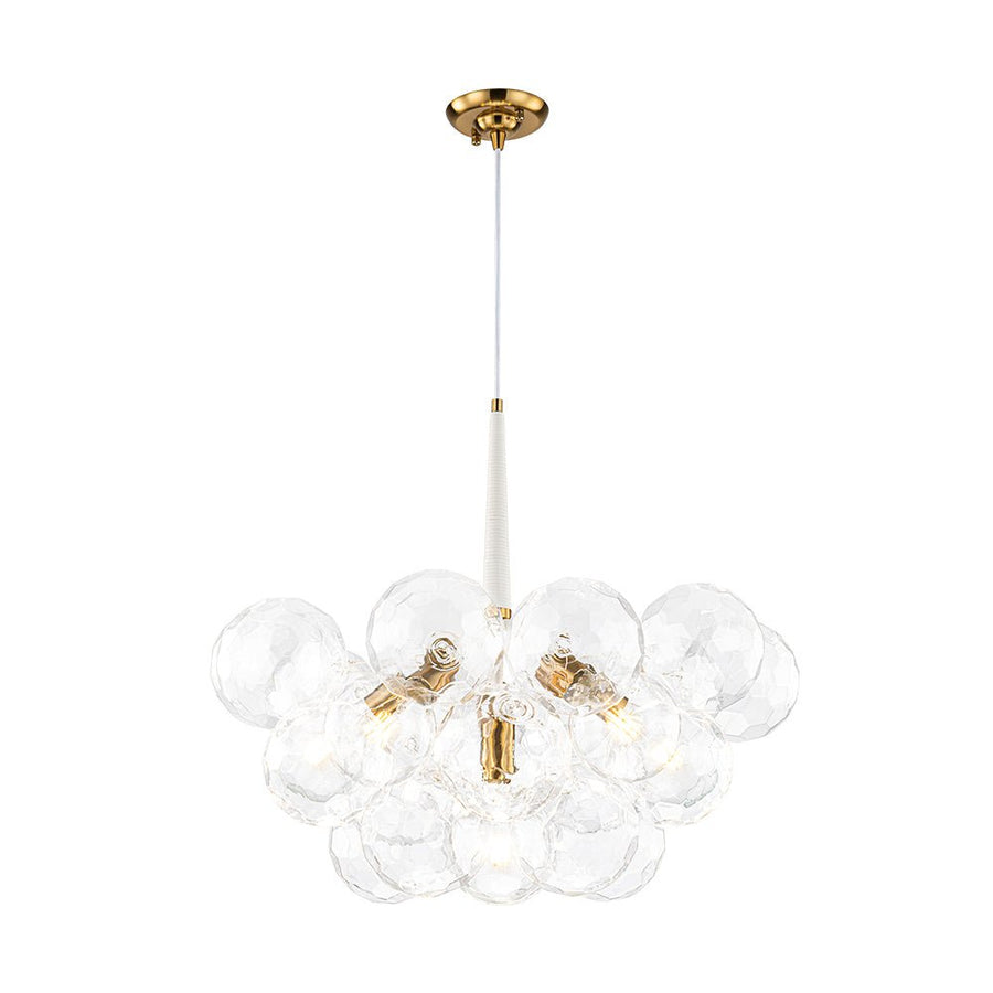 Farmhouze Light - Glam Cluster Geometric Faceted Glass Globe Chandelier - Chandelier - White - 