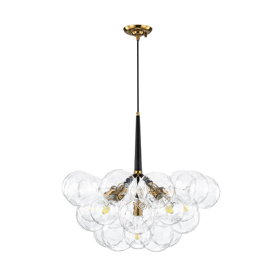 Farmhouze Light - Glam Cluster Geometric Faceted Glass Globe Chandelier - Chandelier - White - 