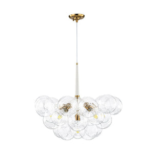 Farmhouze Light - Glam Cluster Geometric Faceted Glass Globe Chandelier - Chandelier - White - 